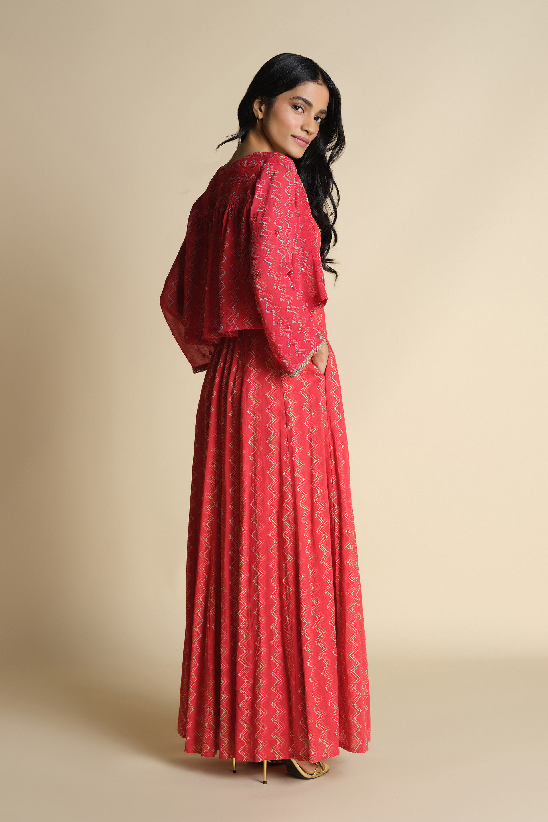 Saare Naache Shrug Set, Red, image 6